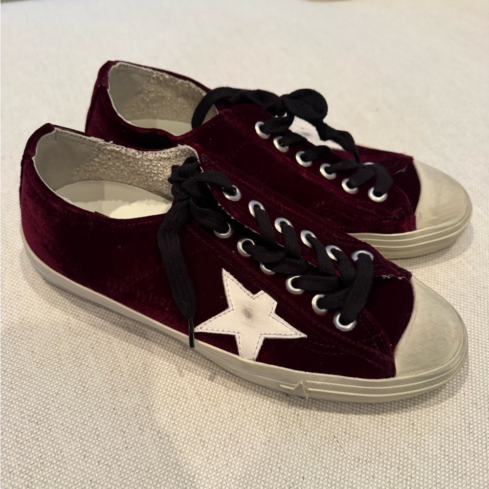Golden Goose Burgundy Velvet VStar Size 38